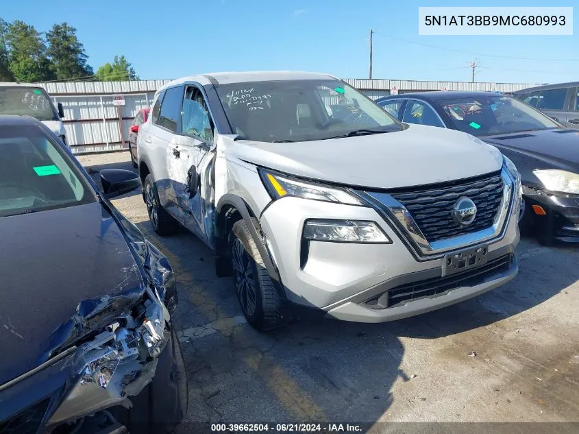 2021 Nissan Rogue Sv Intelligent Awd VIN: 5N1AT3BB9MC680993 Lot: 39662504