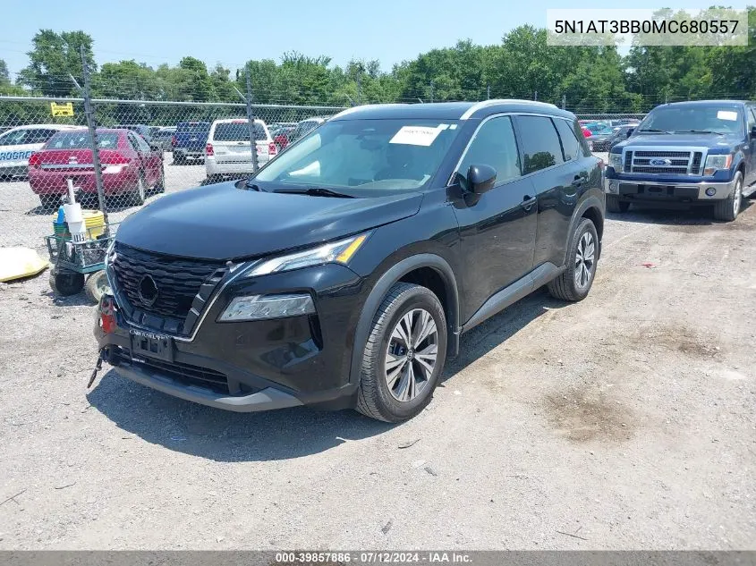 2021 Nissan Rogue Sv Intelligent Awd VIN: 5N1AT3BB0MC680557 Lot: 39857886