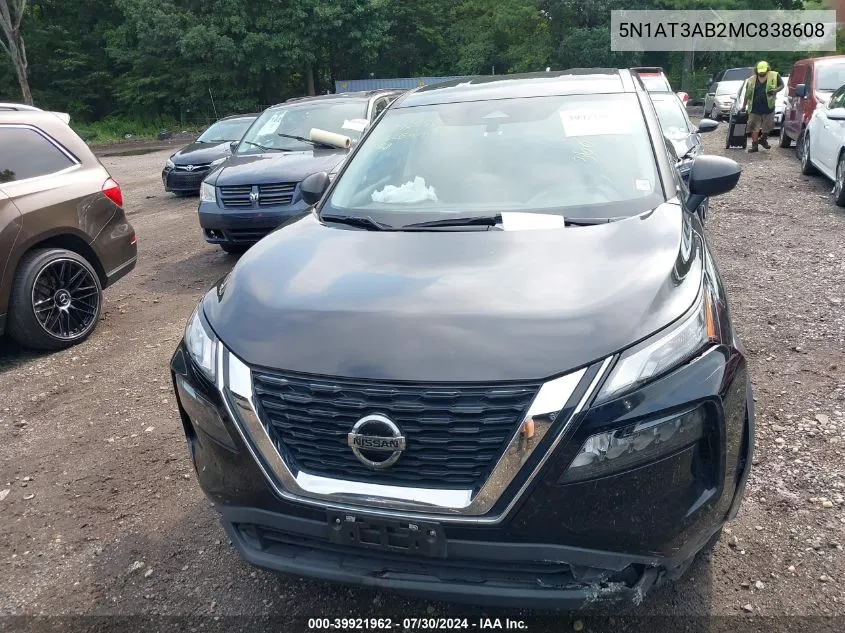 2021 Nissan Rogue S VIN: 5N1AT3AB2MC838608 Lot: 39921962