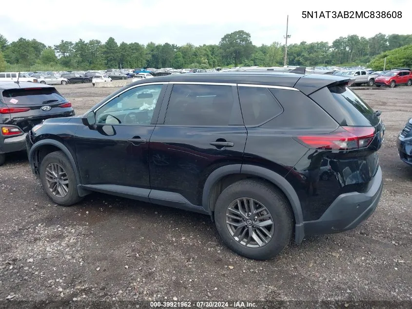 2021 Nissan Rogue S VIN: 5N1AT3AB2MC838608 Lot: 39921962