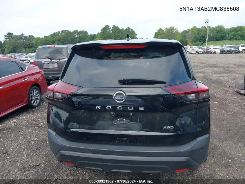 2021 Nissan Rogue S VIN: 5N1AT3AB2MC838608 Lot: 39921962