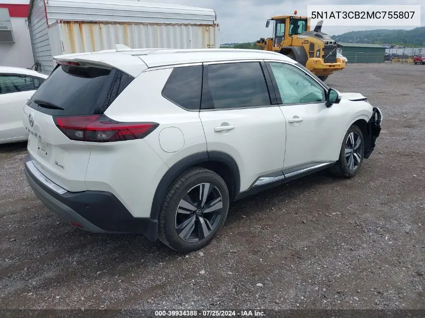 2021 Nissan Rogue Sl Intelligent Awd VIN: 5N1AT3CB2MC755807 Lot: 39934388