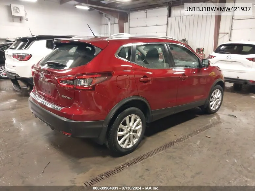 2021 Nissan Rogue Sport Sv Awd Xtronic Cvt VIN: JN1BJ1BWXMW421937 Lot: 39964931