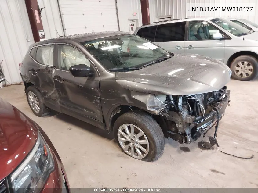 2021 Nissan Rogue Sport S VIN: JN1BJ1AV1MW318477 Lot: 40005724