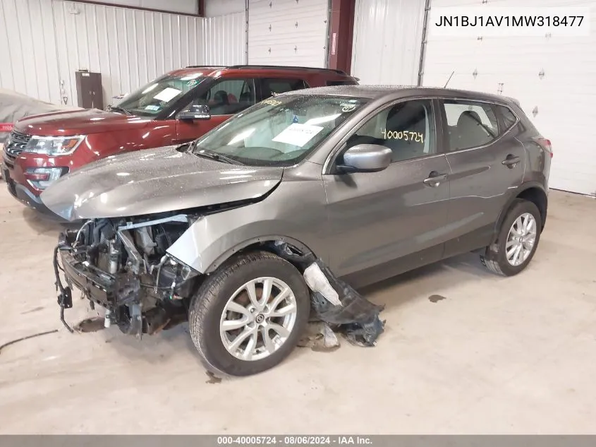 2021 Nissan Rogue Sport S VIN: JN1BJ1AV1MW318477 Lot: 40005724