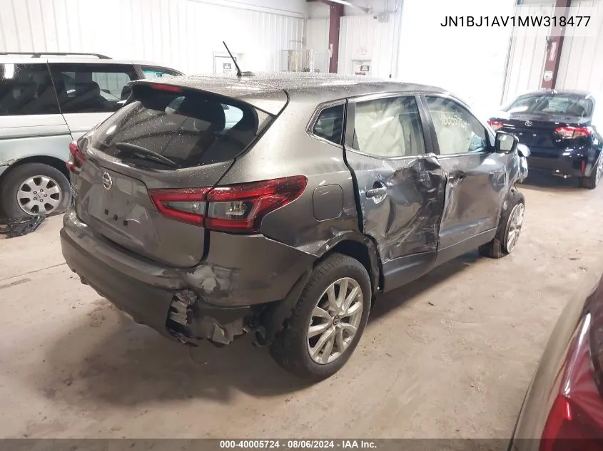 2021 Nissan Rogue Sport S VIN: JN1BJ1AV1MW318477 Lot: 40005724