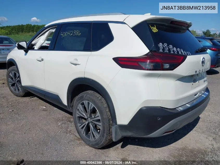 2021 Nissan Rogue Sv Intelligent Awd VIN: JN8AT3BB8MW213958 Lot: 40042386