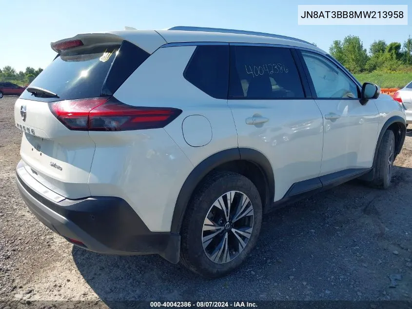 2021 Nissan Rogue Sv Intelligent Awd VIN: JN8AT3BB8MW213958 Lot: 40042386