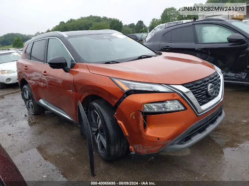 2021 Nissan Rogue Sl Intelligent Awd VIN: JN8AT3CB2MW241270 Lot: 40065695