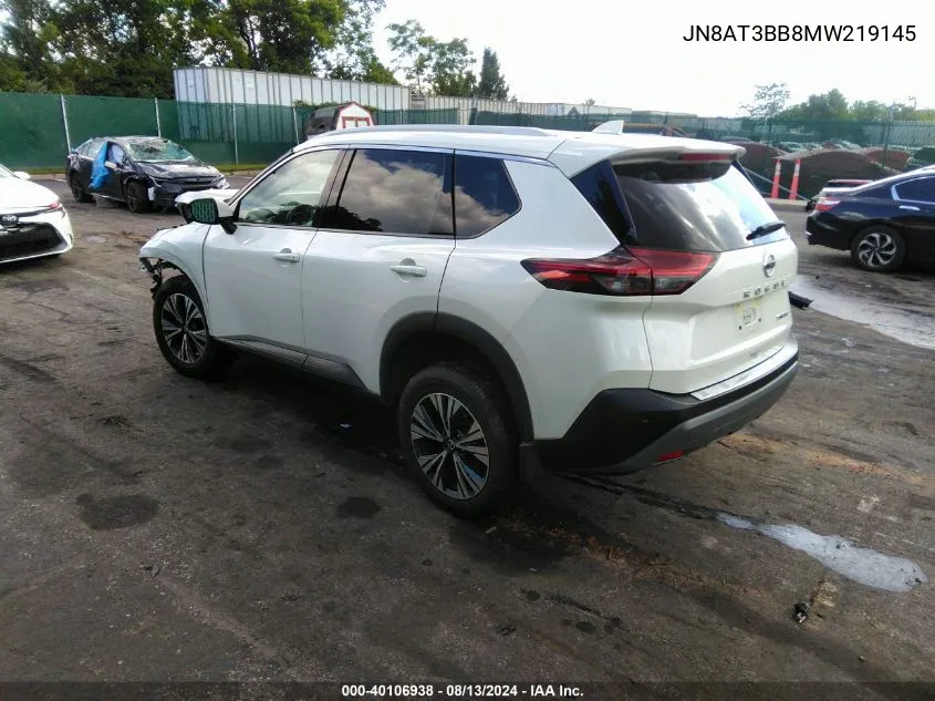 2021 Nissan Rogue Sv Intelligent Awd VIN: JN8AT3BB8MW219145 Lot: 40106938