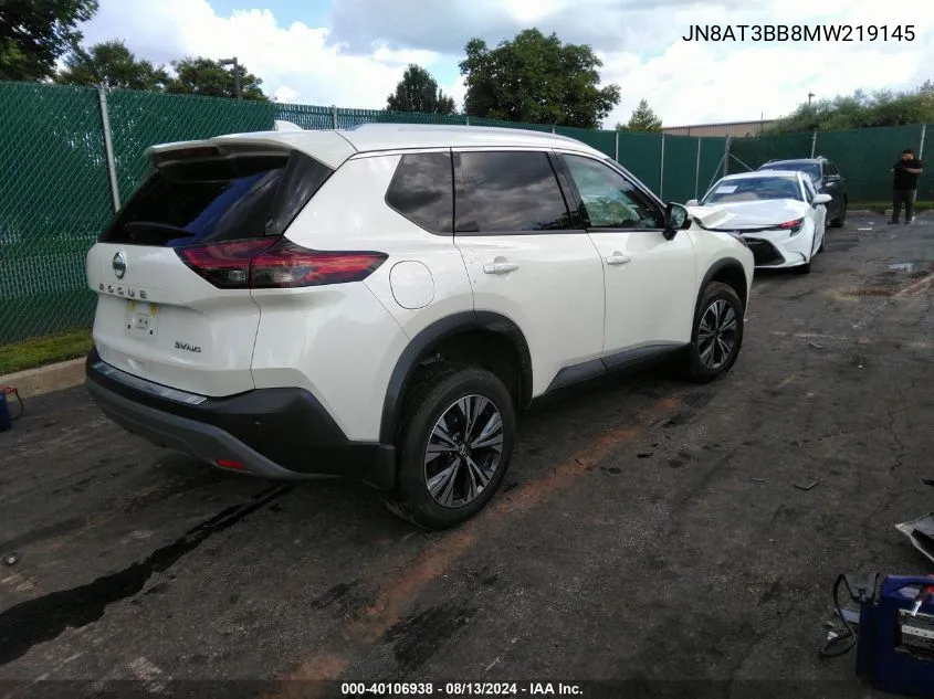 2021 Nissan Rogue Sv Intelligent Awd VIN: JN8AT3BB8MW219145 Lot: 40106938