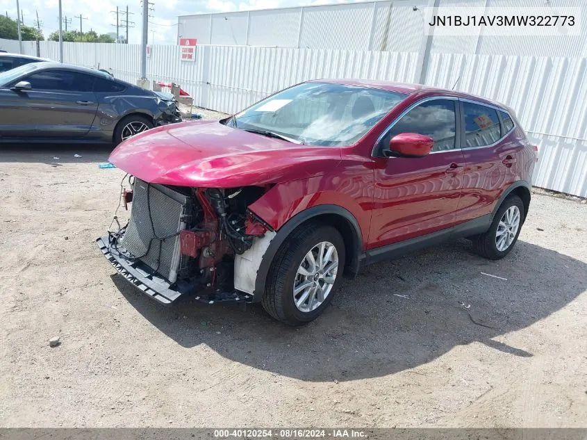 2021 Nissan Rogue Sport S Fwd Xtronic Cvt VIN: JN1BJ1AV3MW322773 Lot: 40120254