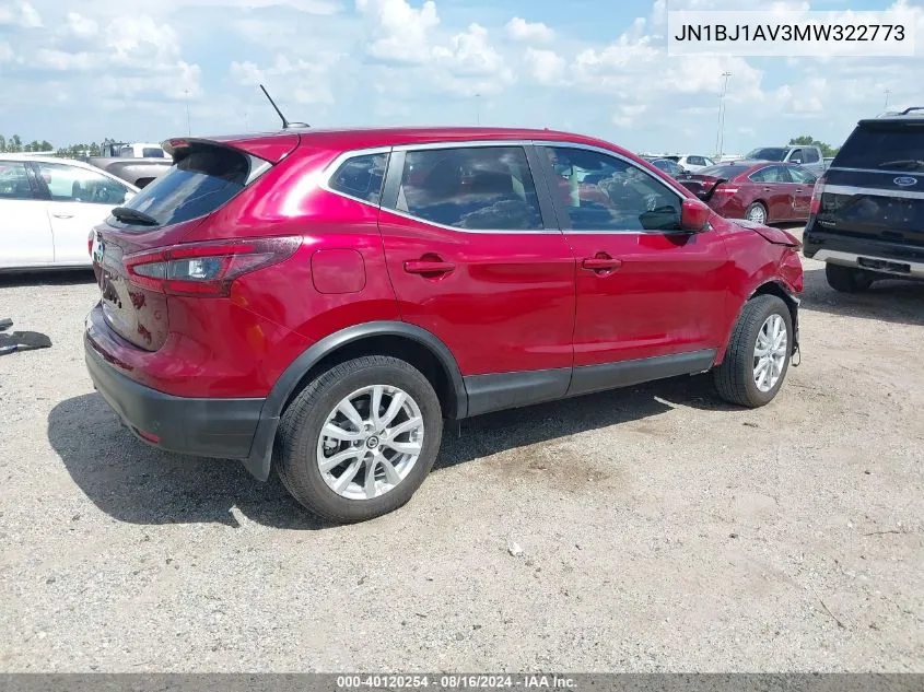 2021 Nissan Rogue Sport S Fwd Xtronic Cvt VIN: JN1BJ1AV3MW322773 Lot: 40120254