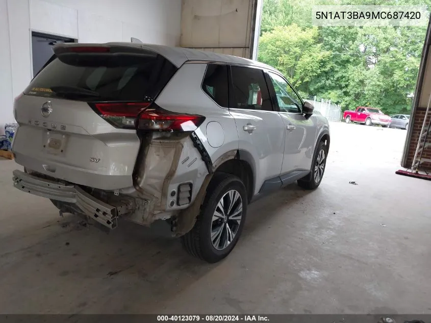 2021 Nissan Rogue Sv Fwd VIN: 5N1AT3BA9MC687420 Lot: 40123079