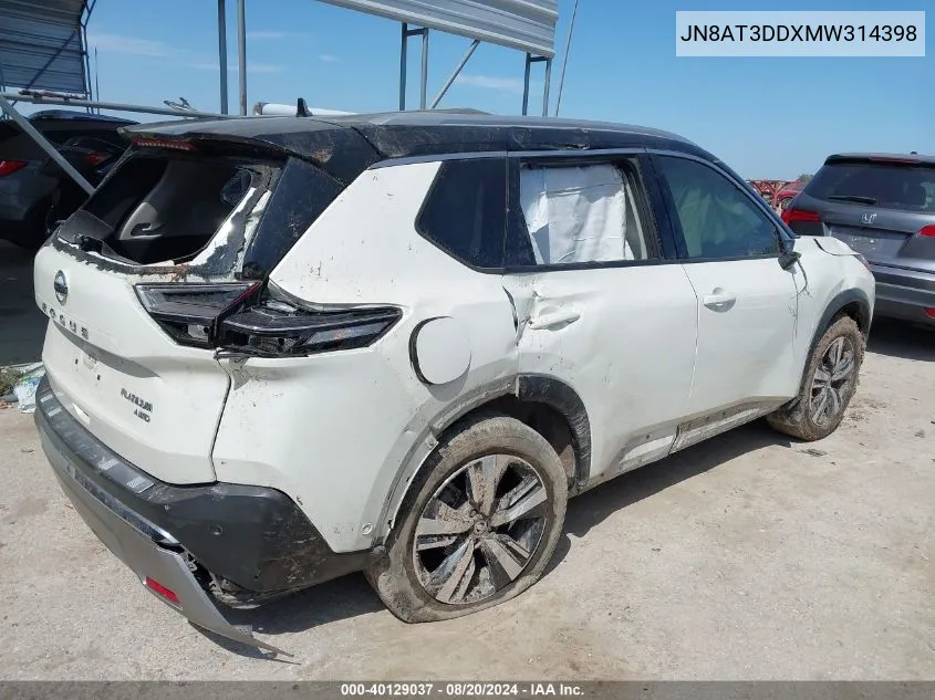 JN8AT3DDXMW314398 2021 Nissan Rogue Platinum