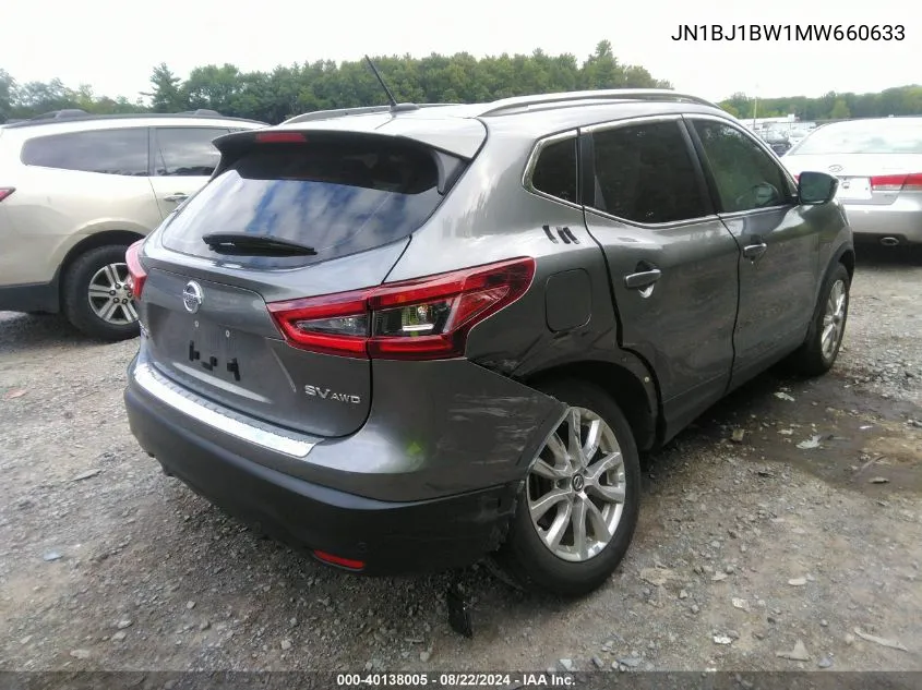 2021 Nissan Rogue Sport Sv Awd Xtronic Cvt VIN: JN1BJ1BW1MW660633 Lot: 40138005