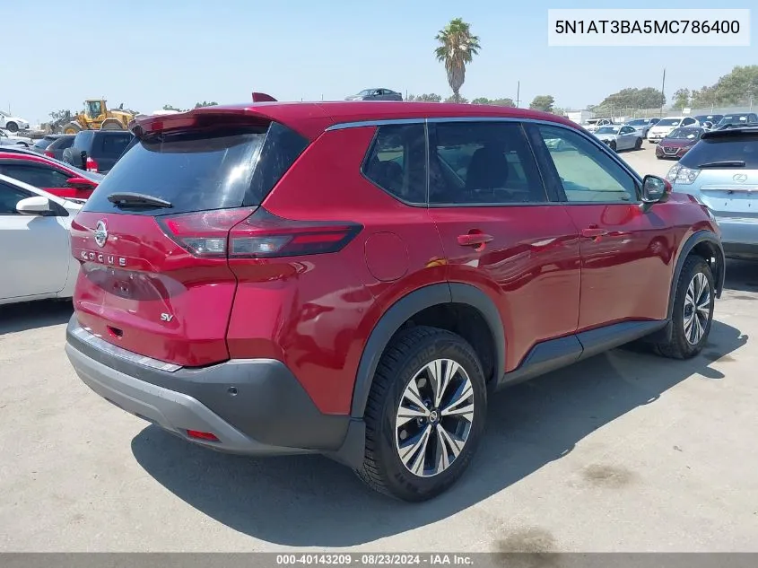 2021 Nissan Rogue Sv Fwd VIN: 5N1AT3BA5MC786400 Lot: 40143209