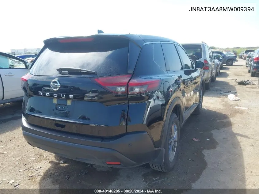 2021 Nissan Rogue S VIN: JN8AT3AA8MW009394 Lot: 40146285