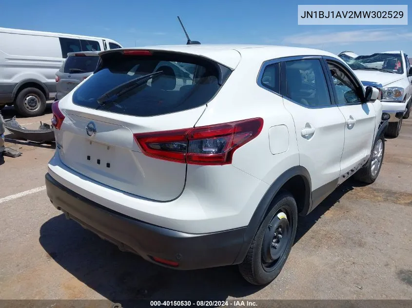 2021 Nissan Rogue Sport S VIN: JN1BJ1AV2MW302529 Lot: 40150530