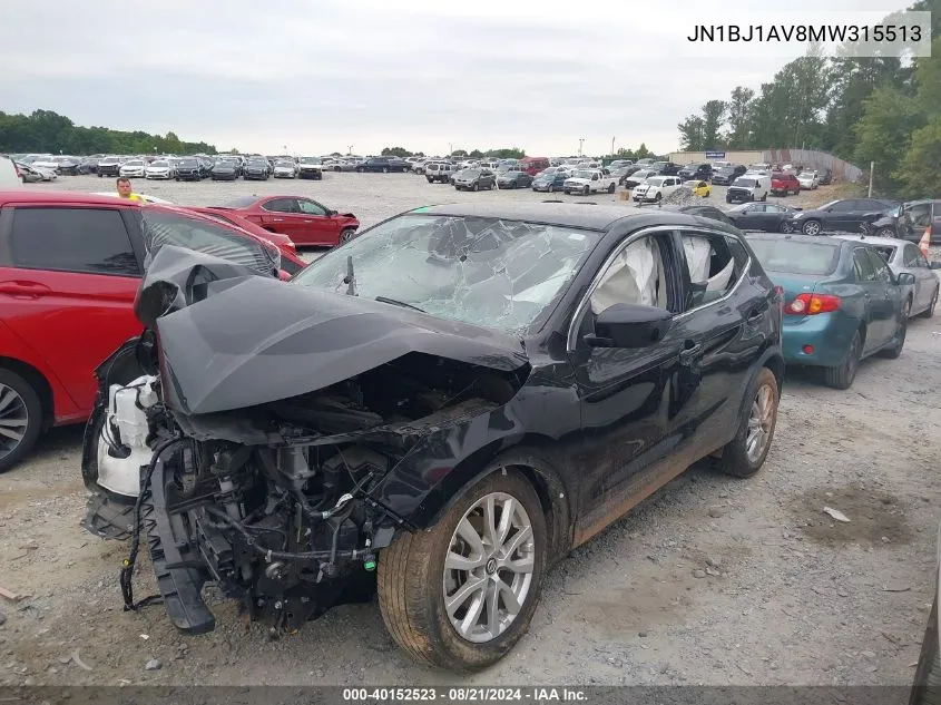 2021 Nissan Rogue Sport S VIN: JN1BJ1AV8MW315513 Lot: 40152523