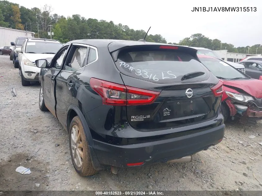 2021 Nissan Rogue Sport S VIN: JN1BJ1AV8MW315513 Lot: 40152523