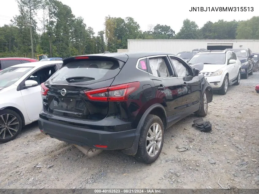 2021 Nissan Rogue Sport S VIN: JN1BJ1AV8MW315513 Lot: 40152523