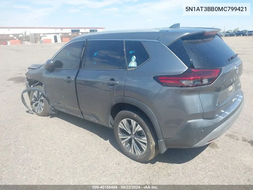 2021 Nissan Rogue Sv Intelligent Awd VIN: 5N1AT3BB0MC799421 Lot: 40158486