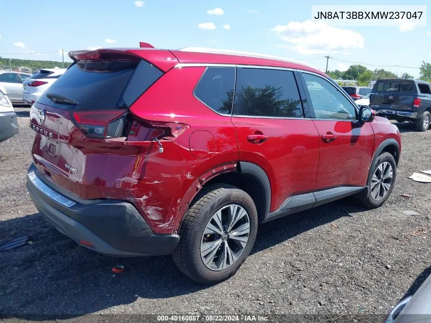 2021 Nissan Rogue Sv Intelligent Awd VIN: JN8AT3BBXMW237047 Lot: 40160887