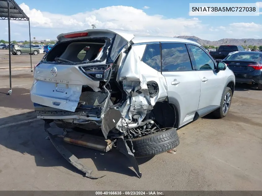 2021 Nissan Rogue Sv Fwd VIN: 5N1AT3BA5MC727038 Lot: 40166635