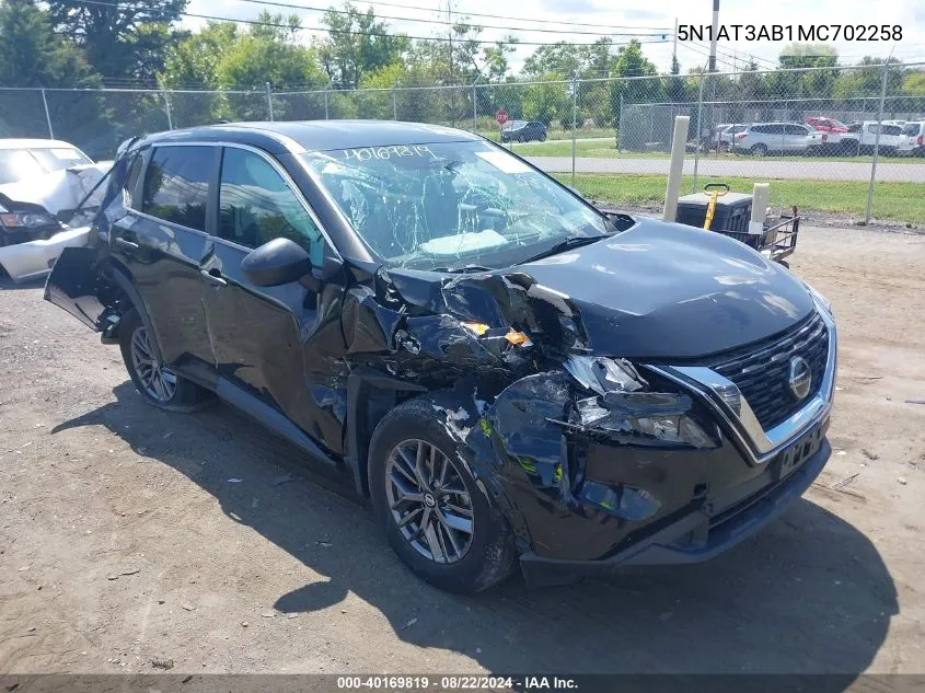 2021 Nissan Rogue S Intelligent Awd VIN: 5N1AT3AB1MC702258 Lot: 40169819