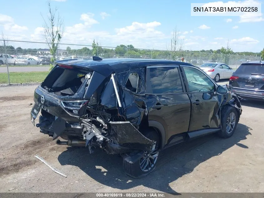 2021 Nissan Rogue S Intelligent Awd VIN: 5N1AT3AB1MC702258 Lot: 40169819