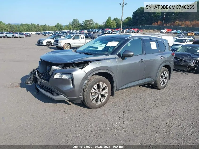 2021 Nissan Rogue Sv Intelligent Awd VIN: 5N1AT3BB0MC740255 Lot: 40178070