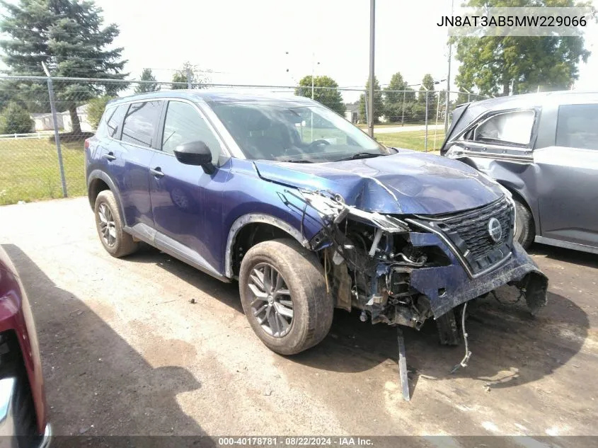 2021 Nissan Rogue S Intelligent Awd VIN: JN8AT3AB5MW229066 Lot: 40178781