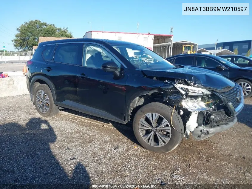 2021 Nissan Rogue Sv Intelligent Awd VIN: JN8AT3BB9MW210597 Lot: 40187634