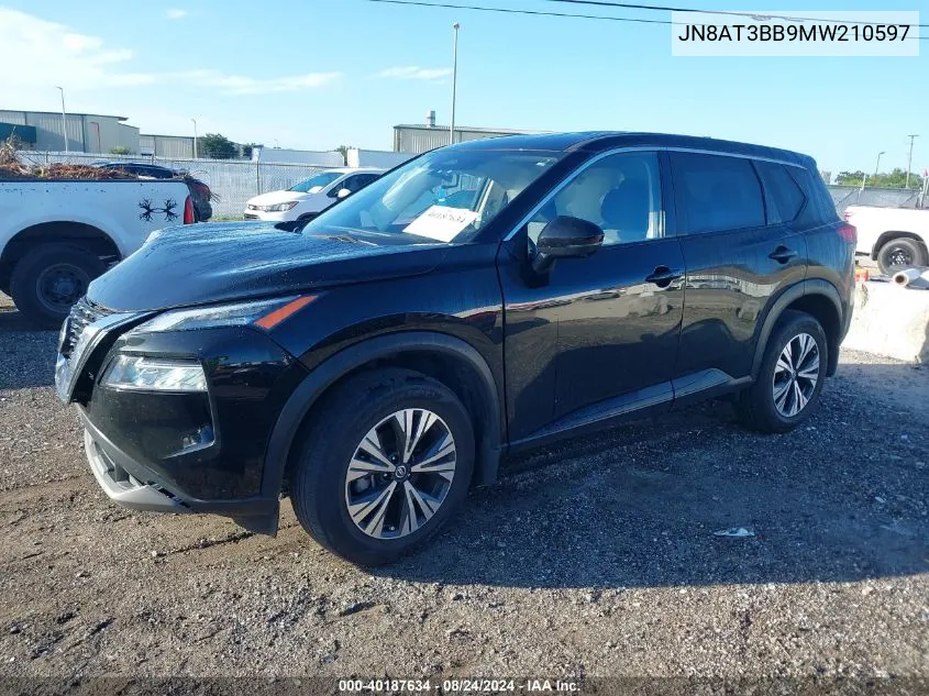 2021 Nissan Rogue Sv Intelligent Awd VIN: JN8AT3BB9MW210597 Lot: 40187634