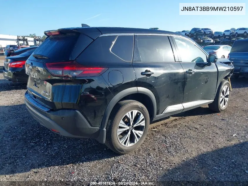 2021 Nissan Rogue Sv Intelligent Awd VIN: JN8AT3BB9MW210597 Lot: 40187634