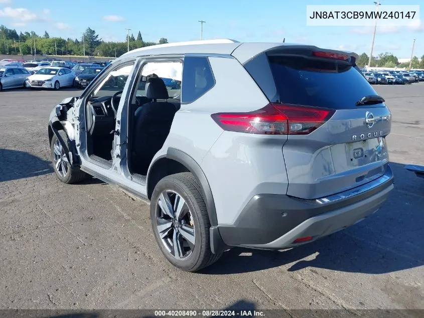 2021 Nissan Rogue Sl Intelligent Awd VIN: JN8AT3CB9MW240147 Lot: 40208490