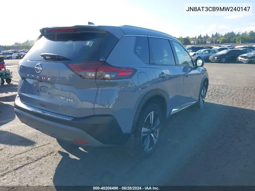 2021 Nissan Rogue Sl Intelligent Awd VIN: JN8AT3CB9MW240147 Lot: 40208490