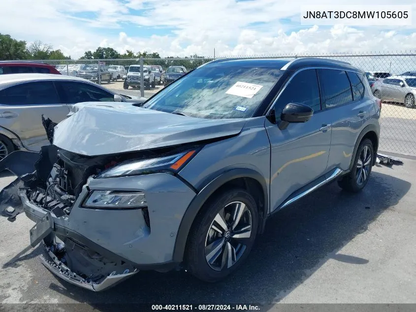 2021 Nissan Rogue Platinum Fwd VIN: JN8AT3DC8MW105605 Lot: 40211521