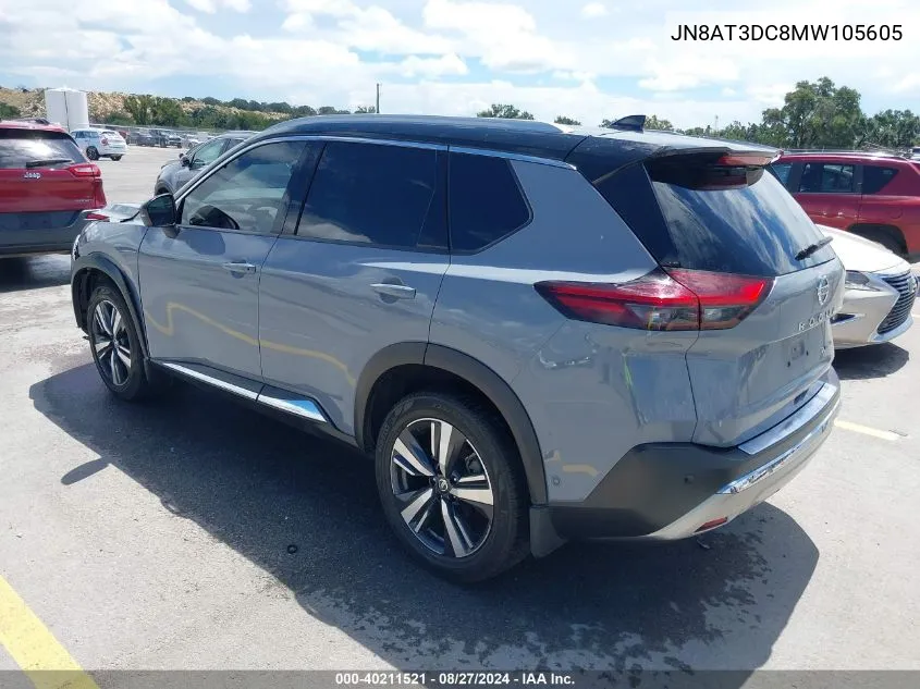 2021 Nissan Rogue Platinum Fwd VIN: JN8AT3DC8MW105605 Lot: 40211521