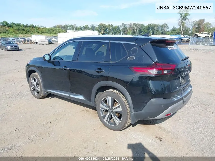 2021 Nissan Rogue Sl Intelligent Awd VIN: JN8AT3CB9MW240567 Lot: 40213034