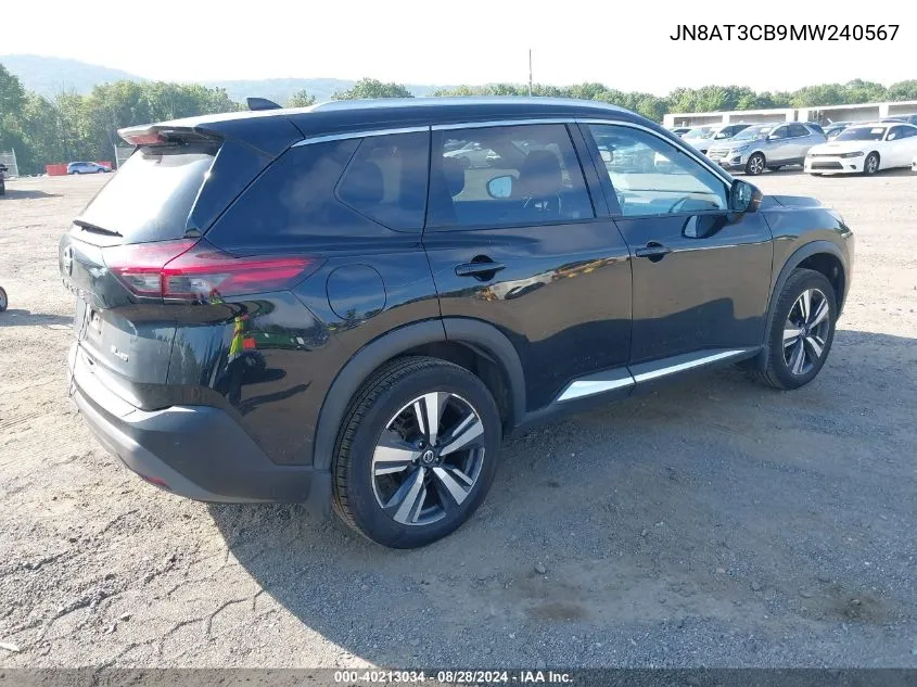 2021 Nissan Rogue Sl Intelligent Awd VIN: JN8AT3CB9MW240567 Lot: 40213034