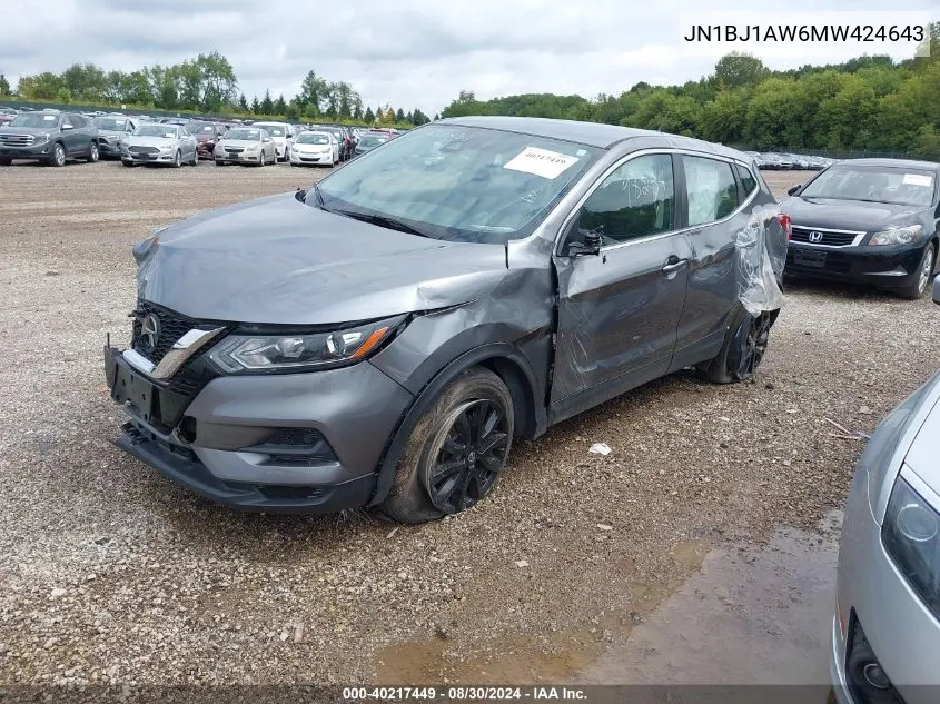 2021 Nissan Rogue Sport S Awd Xtronic Cvt VIN: JN1BJ1AW6MW424643 Lot: 40217449