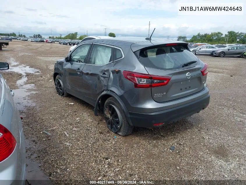 2021 Nissan Rogue Sport S Awd Xtronic Cvt VIN: JN1BJ1AW6MW424643 Lot: 40217449