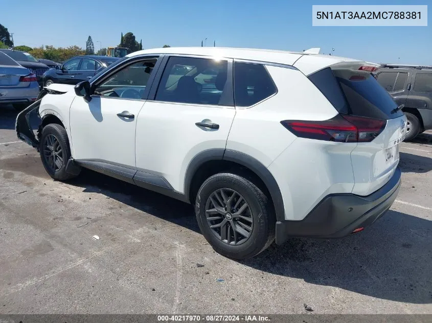 2021 Nissan Rogue S Fwd VIN: 5N1AT3AA2MC788381 Lot: 40217970