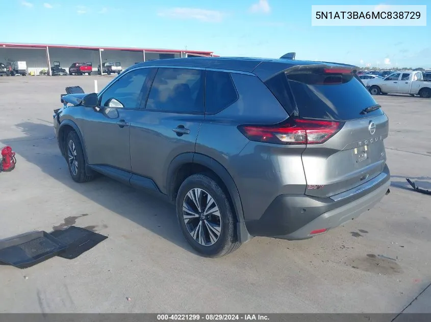 2021 Nissan Rogue Sv Fwd VIN: 5N1AT3BA6MC838729 Lot: 40221299