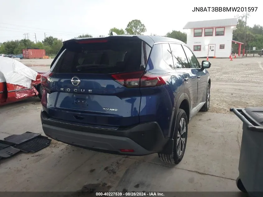 2021 Nissan Rogue Sv Intelligent Awd VIN: JN8AT3BB8MW201597 Lot: 40227539