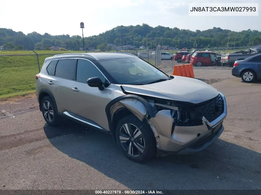 2021 Nissan Rogue Sl Fwd VIN: JN8AT3CA3MW027993 Lot: 40237978