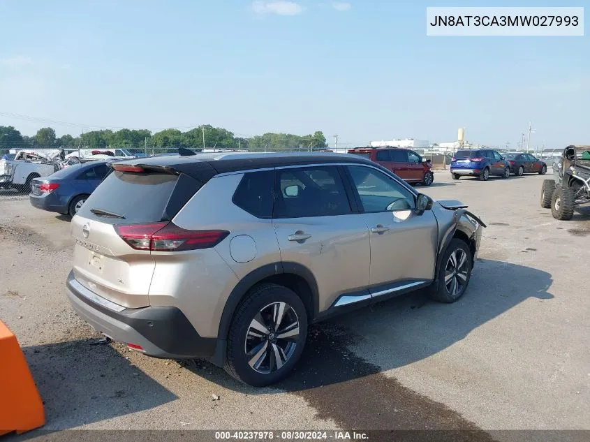 2021 Nissan Rogue Sl Fwd VIN: JN8AT3CA3MW027993 Lot: 40237978