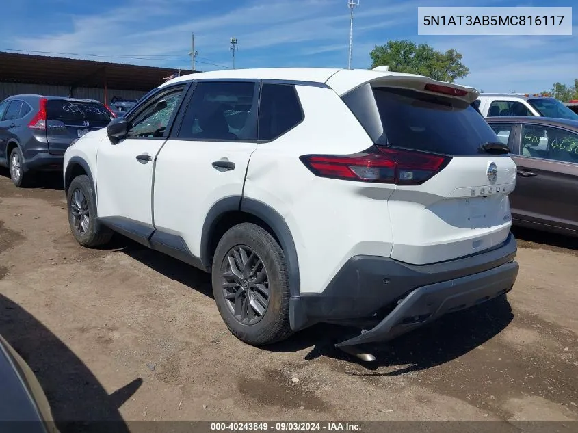 2021 Nissan Rogue S Intelligent Awd VIN: 5N1AT3AB5MC816117 Lot: 40243849